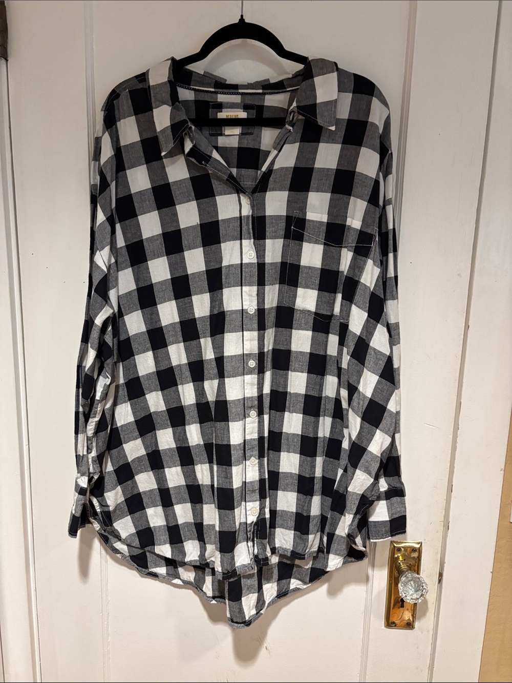 Marvel Black and White Buffalo Plaid Button-Down Shirt
